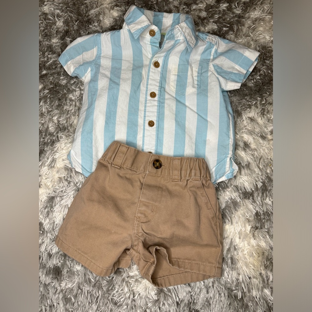 Baby Boy Button Up Shorts Set